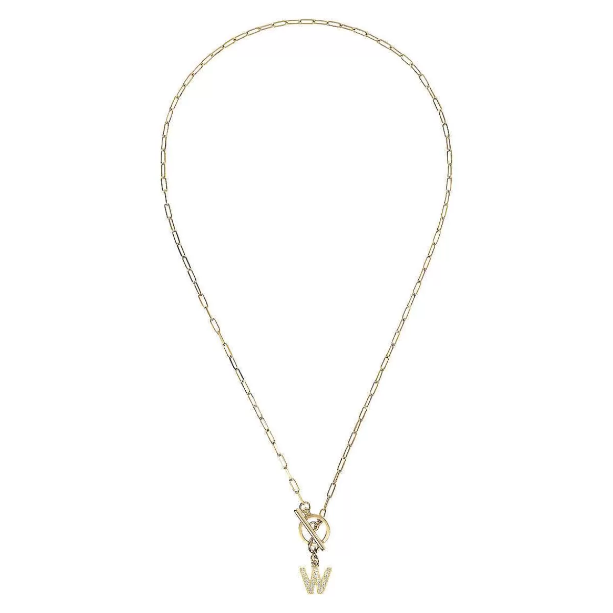 Flash Sale Collana A Catena Forzatina Dorata Con Pendente Lettera In Pave In Zirconi Collane