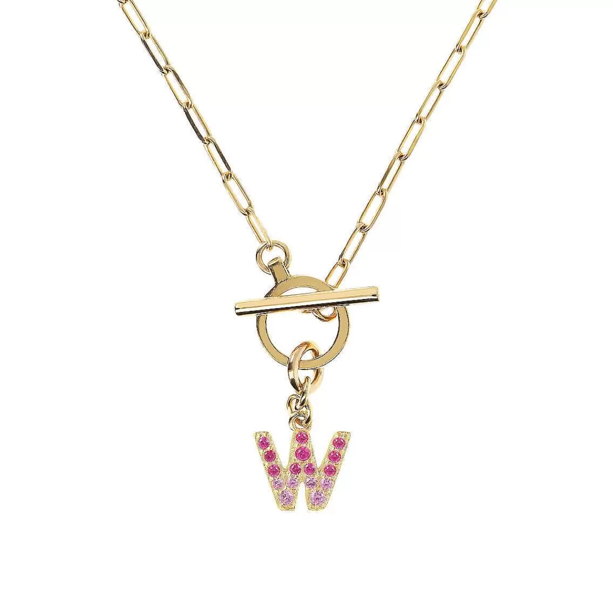 Flash Sale Collana A Catena Forzatina Dorata Con Pendente Lettera In Pave In Zirconi Collane