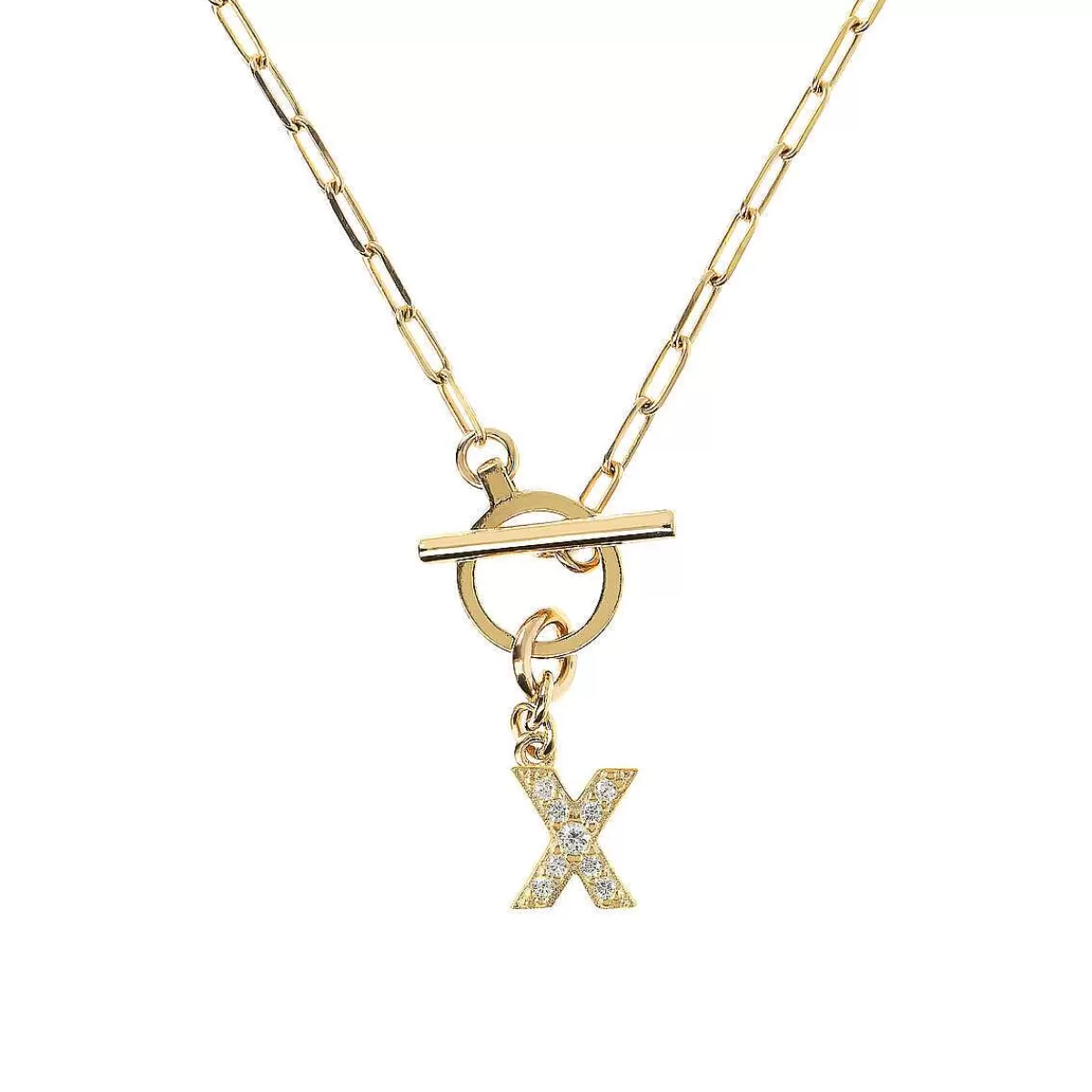 Flash Sale Collana A Catena Forzatina Dorata Con Pendente Lettera In Pave In Zirconi Collane