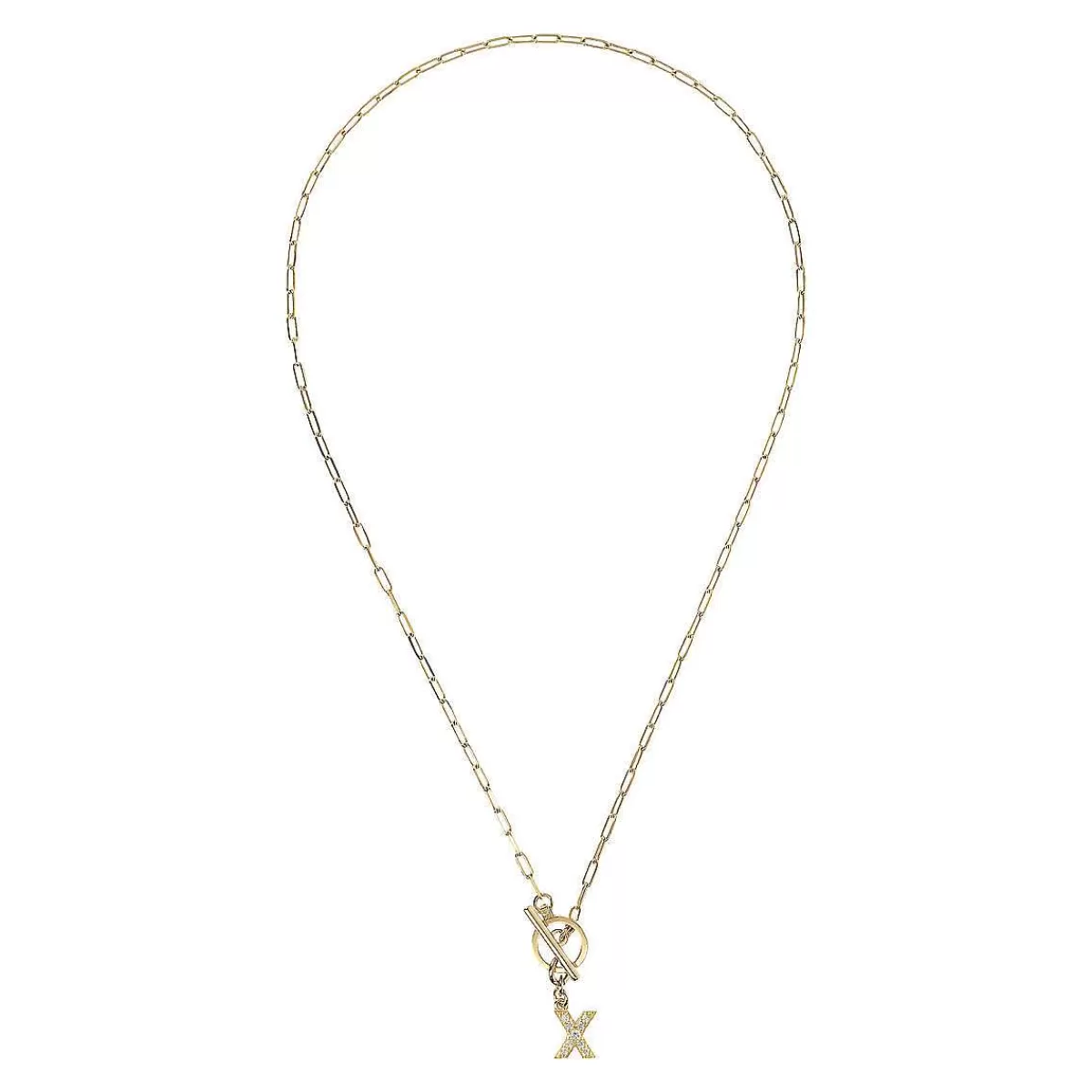 Flash Sale Collana A Catena Forzatina Dorata Con Pendente Lettera In Pave In Zirconi Collane
