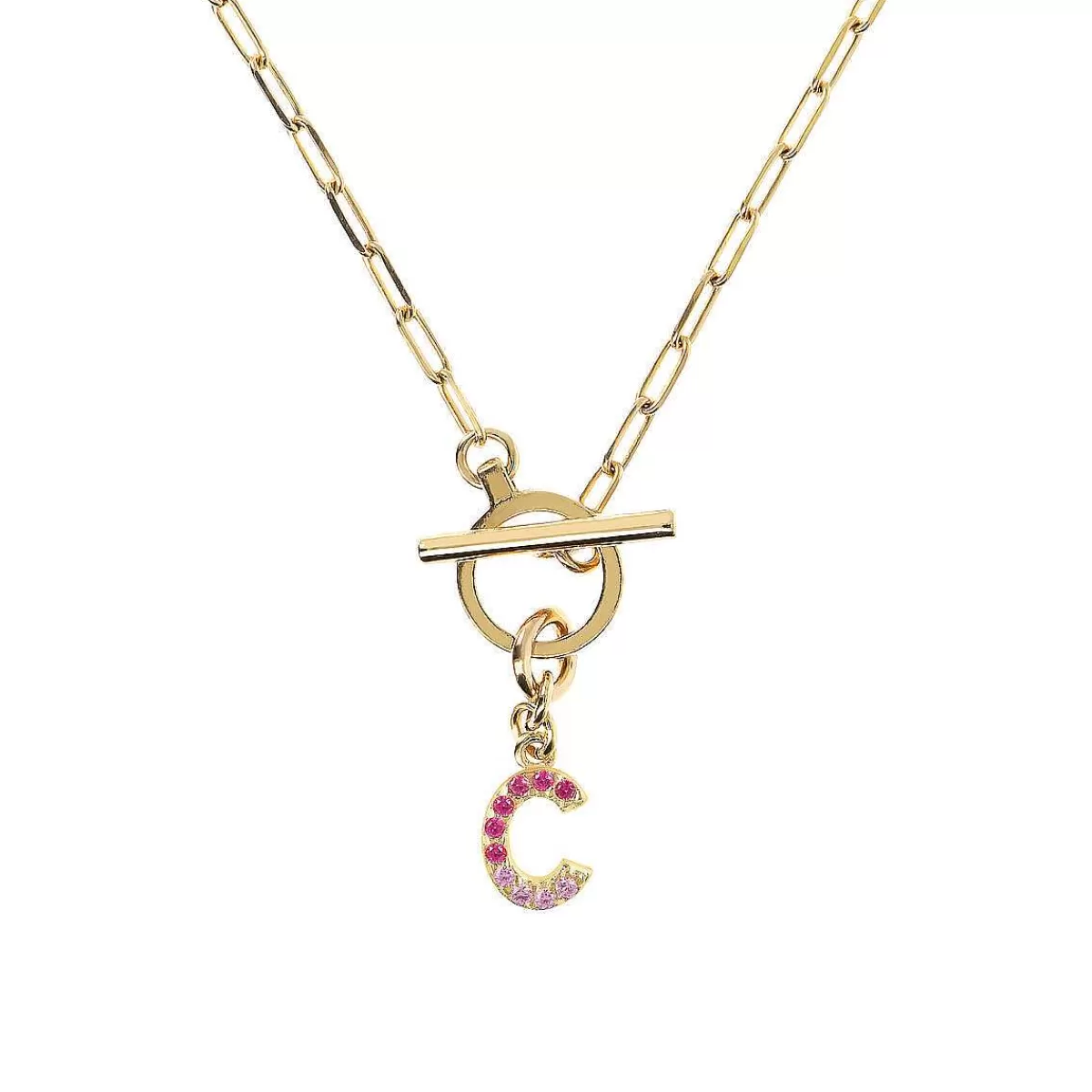 Flash Sale Collana A Catena Forzatina Dorata Con Pendente Lettera In Pave In Zirconi Collane