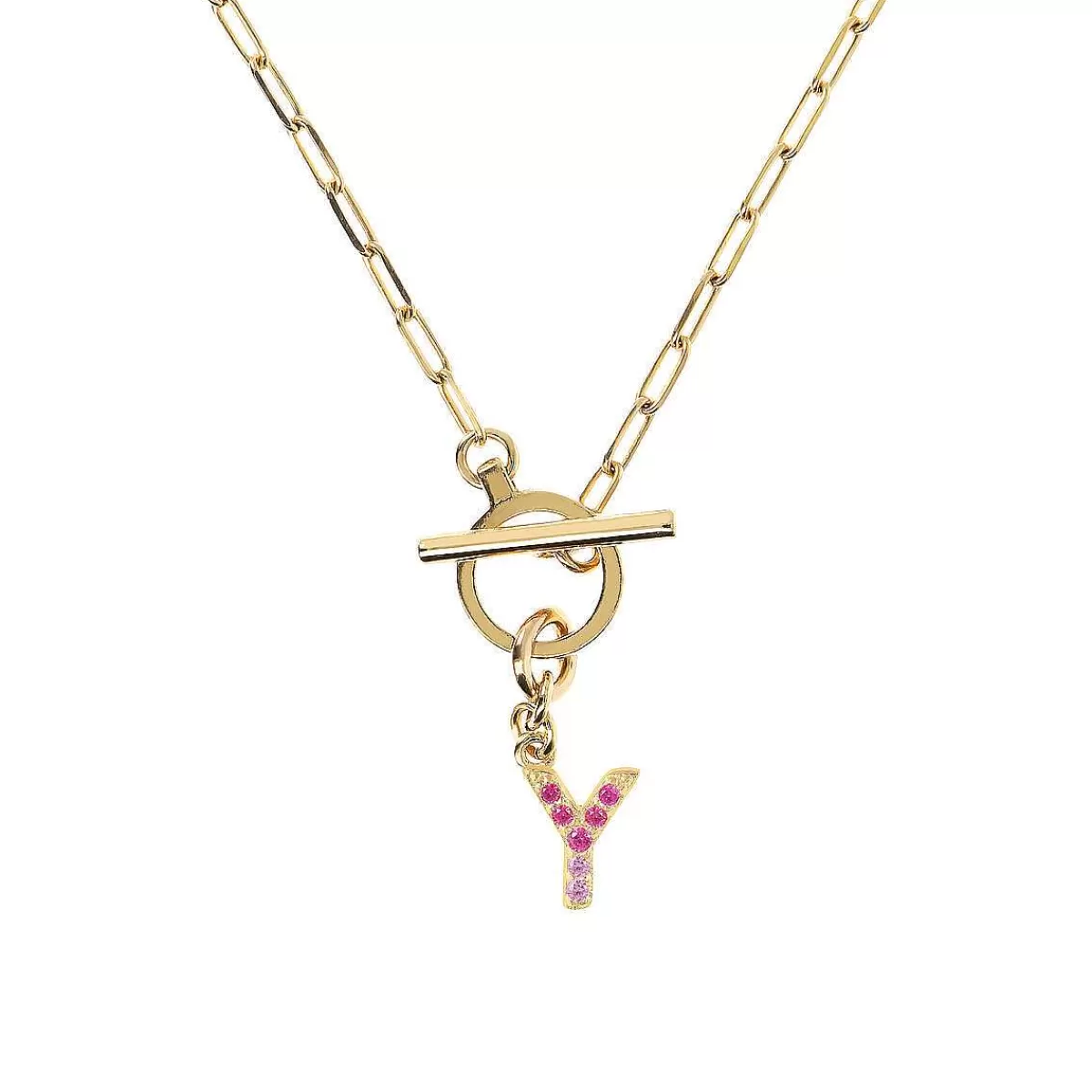 Flash Sale Collana A Catena Forzatina Dorata Con Pendente Lettera In Pave In Zirconi Collane