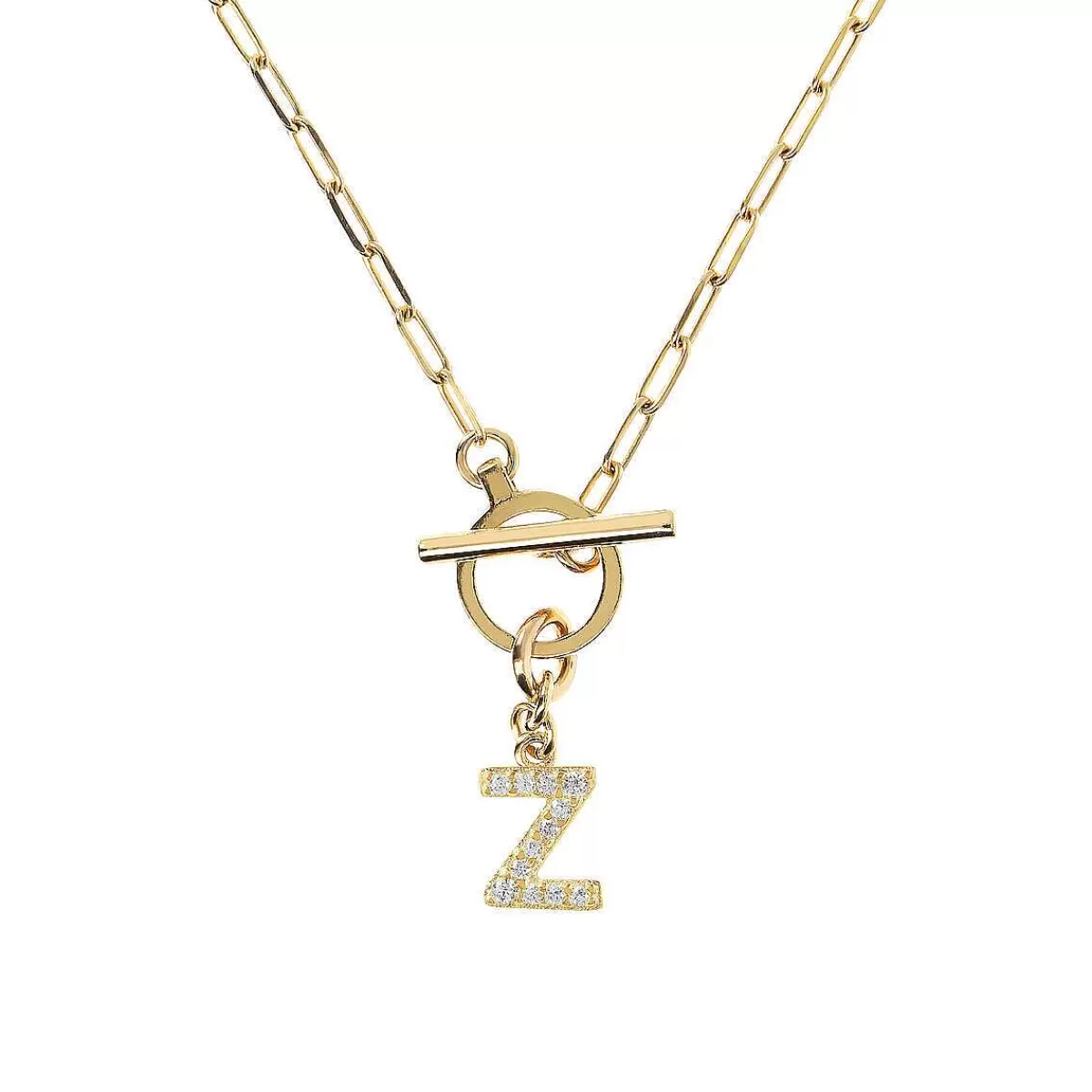 Flash Sale Collana A Catena Forzatina Dorata Con Pendente Lettera In Pave In Zirconi Collane