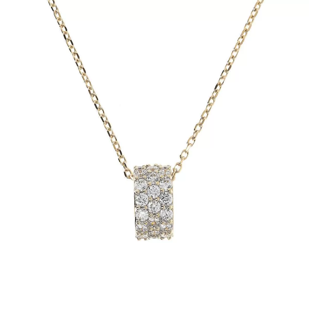 Store Collana A Catena Forzatina Dorata Con Pendente Pave In Spinello Nero O Zirconi Cubici Collane