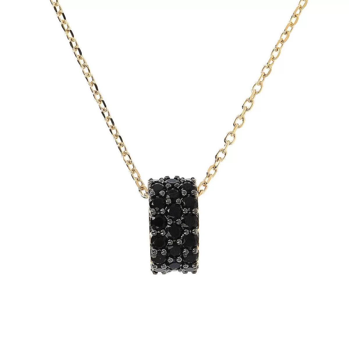 Store Collana A Catena Forzatina Dorata Con Pendente Pave In Spinello Nero O Zirconi Cubici Collane
