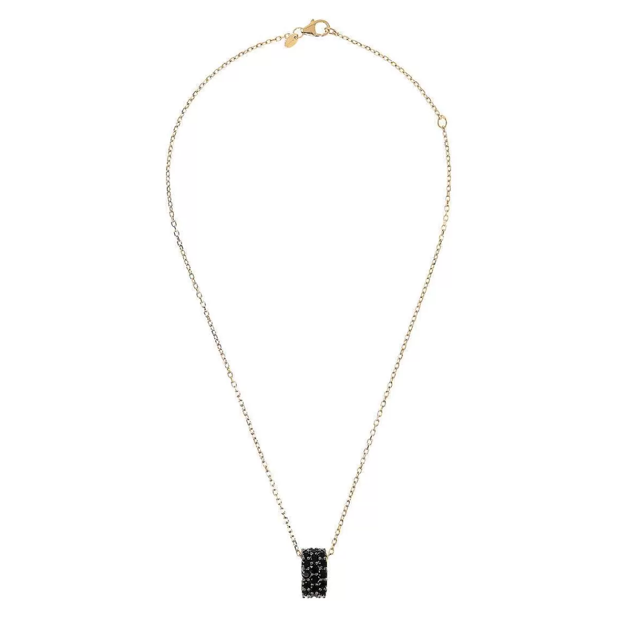 Store Collana A Catena Forzatina Dorata Con Pendente Pave In Spinello Nero O Zirconi Cubici Collane