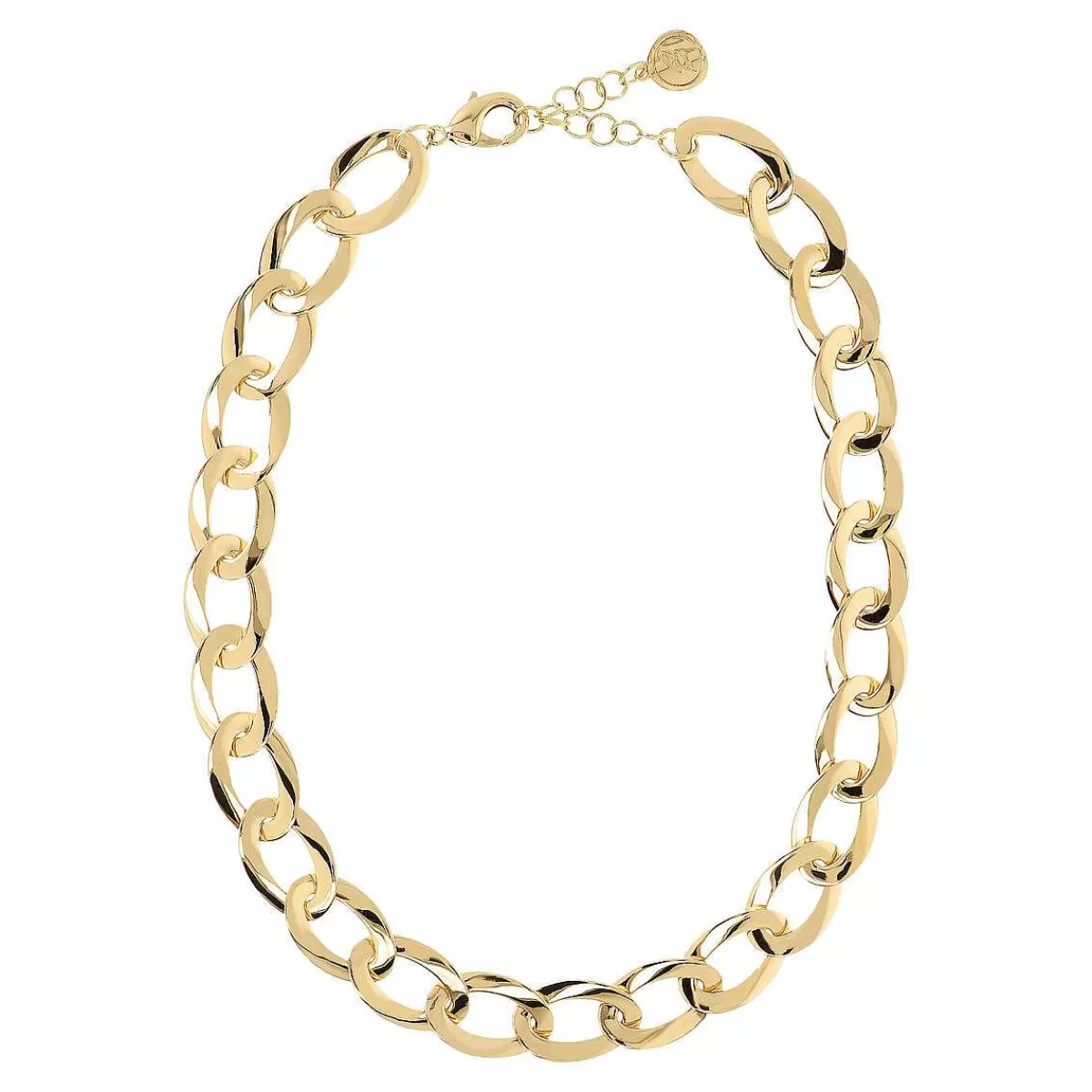 New Collana A Catena Maxi Dorata Con Maglie Lucide Collane