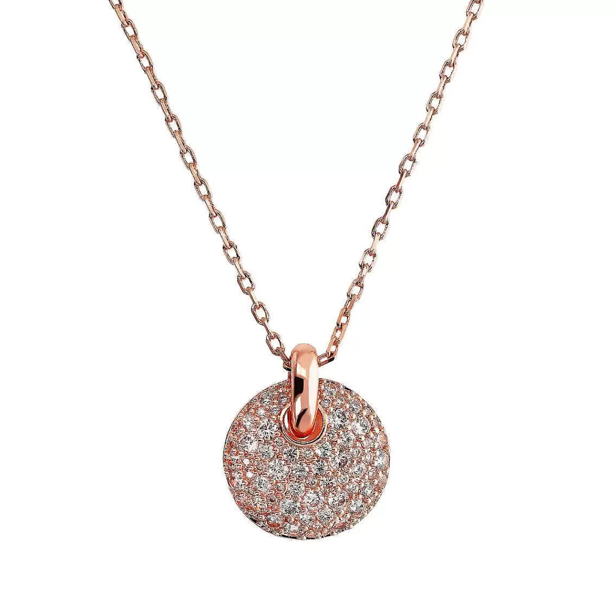 Cheap Collana A Catena Rolo Con Pendente Tondo Traforato E Pave Di Zirconi Collane
