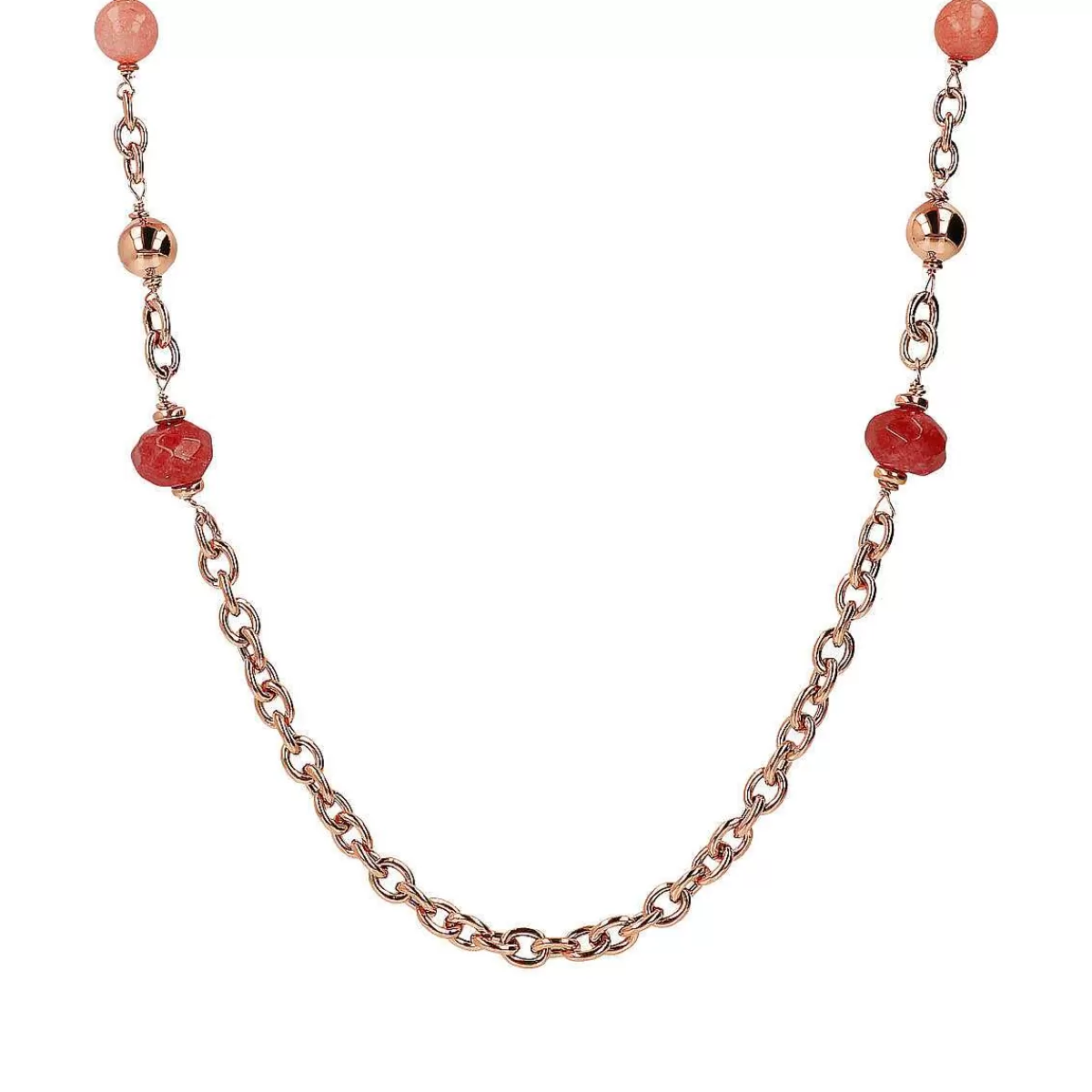 Store Collana A Catena Rolo Con Stazione Di Perline E Pietra Naturale Di Quarzite Rossa Collane