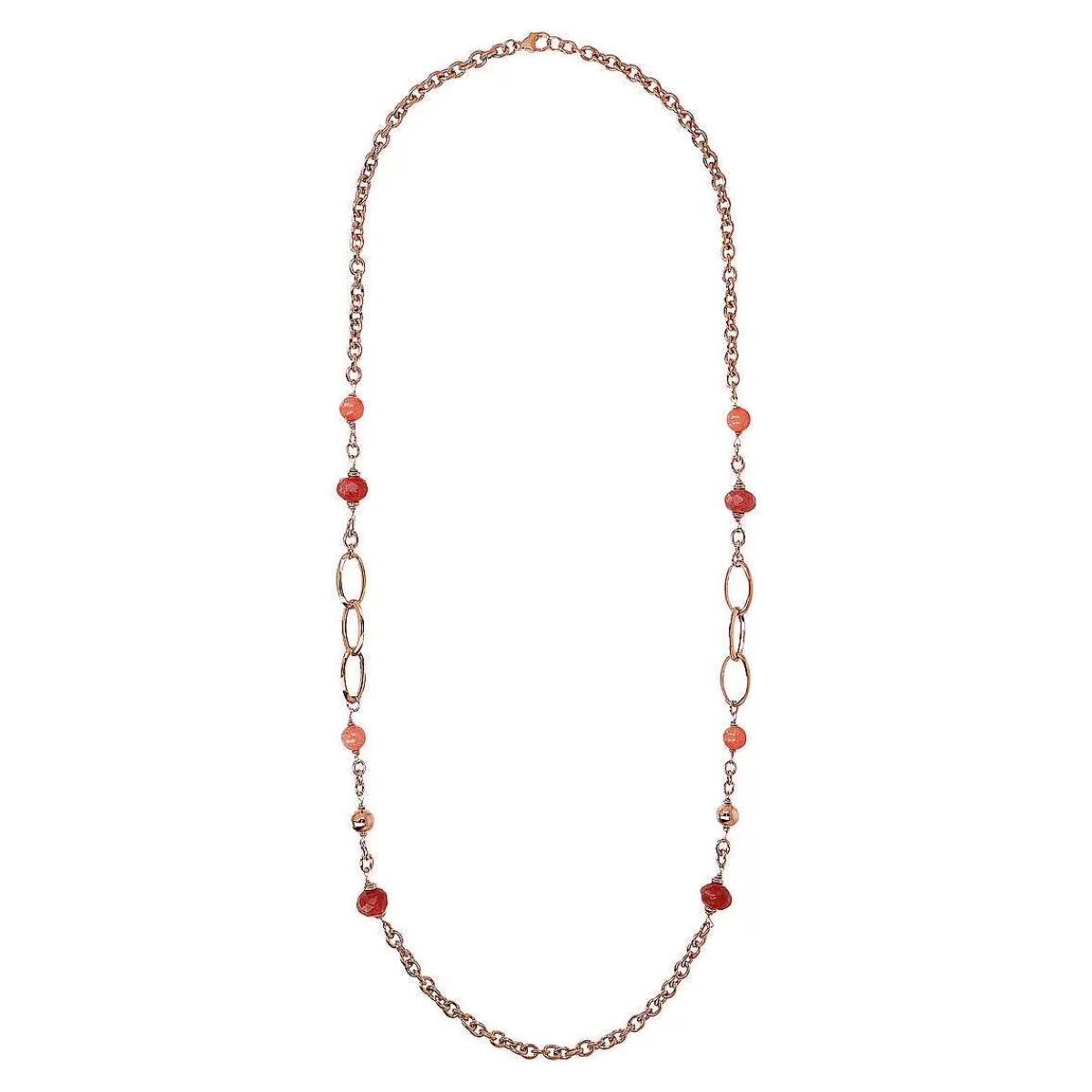 Store Collana A Catena Rolo Con Stazione Di Perline E Pietra Naturale Di Quarzite Rossa Collane