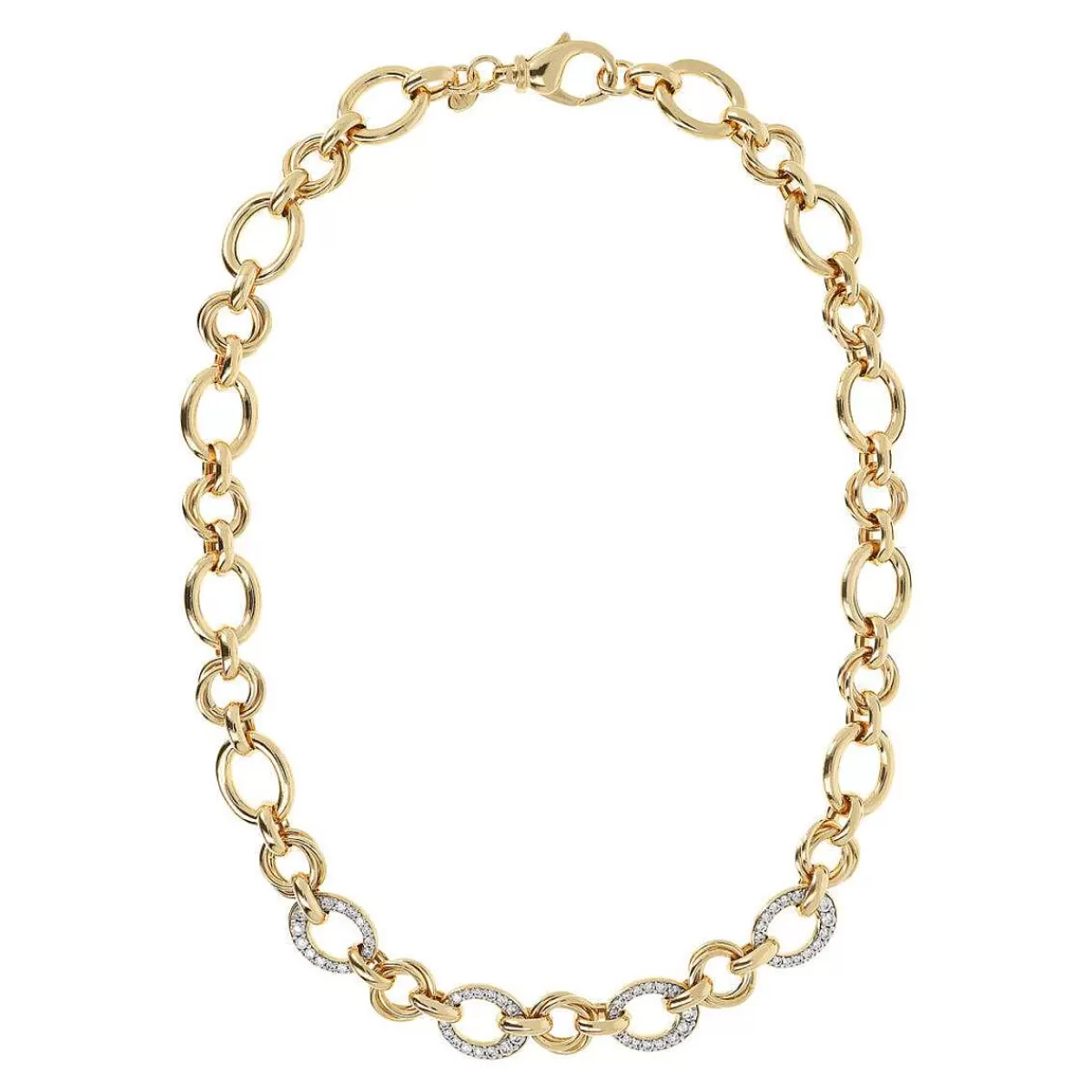 Hot Collana A Catena Rolo Dorata Con Elementi In Pave Di Zirconi Collane
