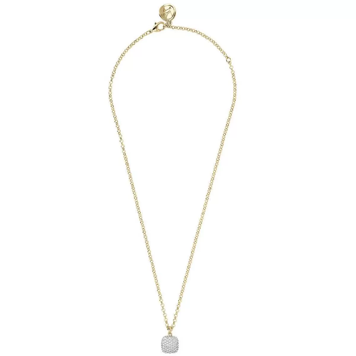 Clearance Collana A Catena Rolo Dorata Con Pendente Quadrato In Pave Di Zirconi Collane