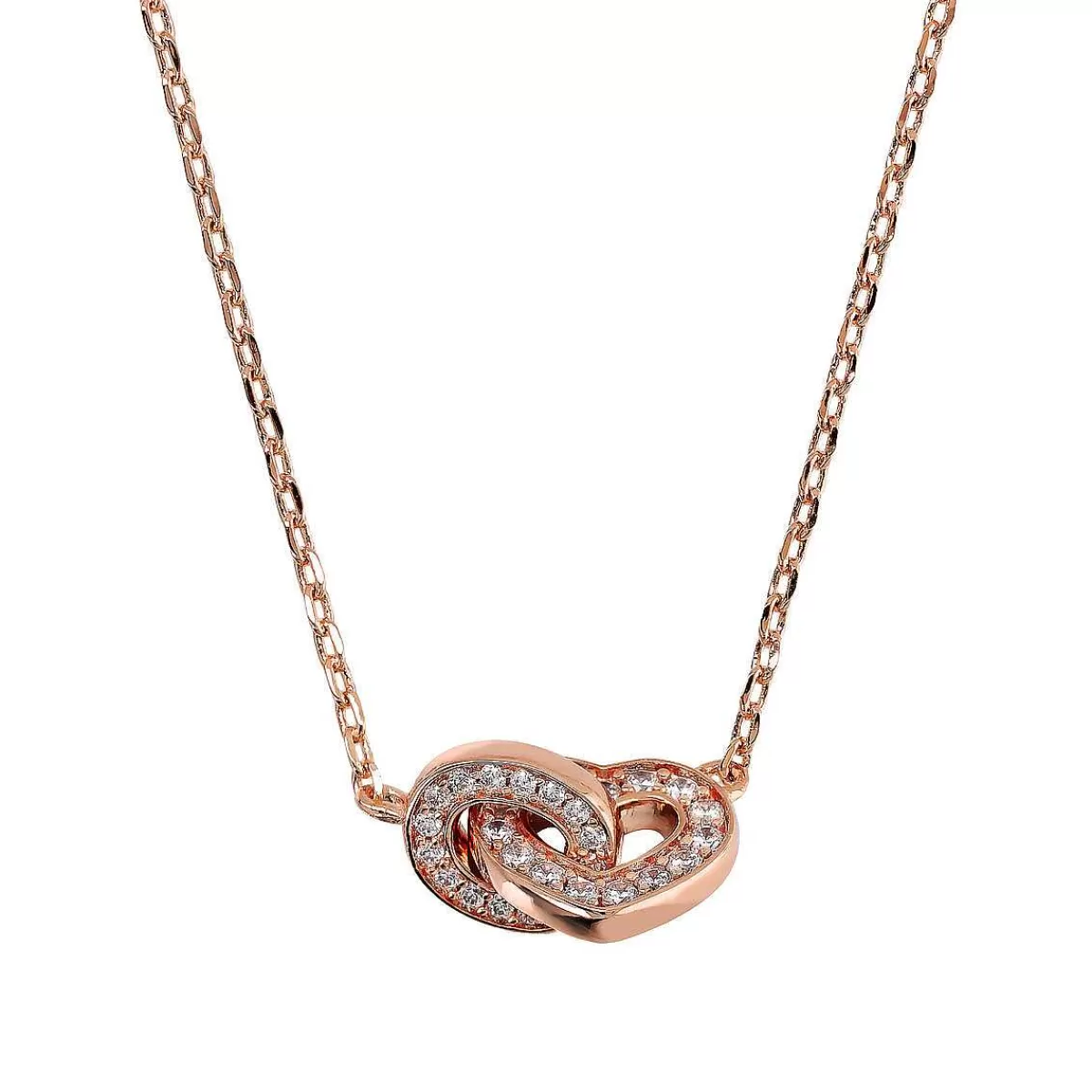 Fashion Collana Catena Forzatina Con Pendente Cuore Doppio Pave E Maglia Ovale Collane