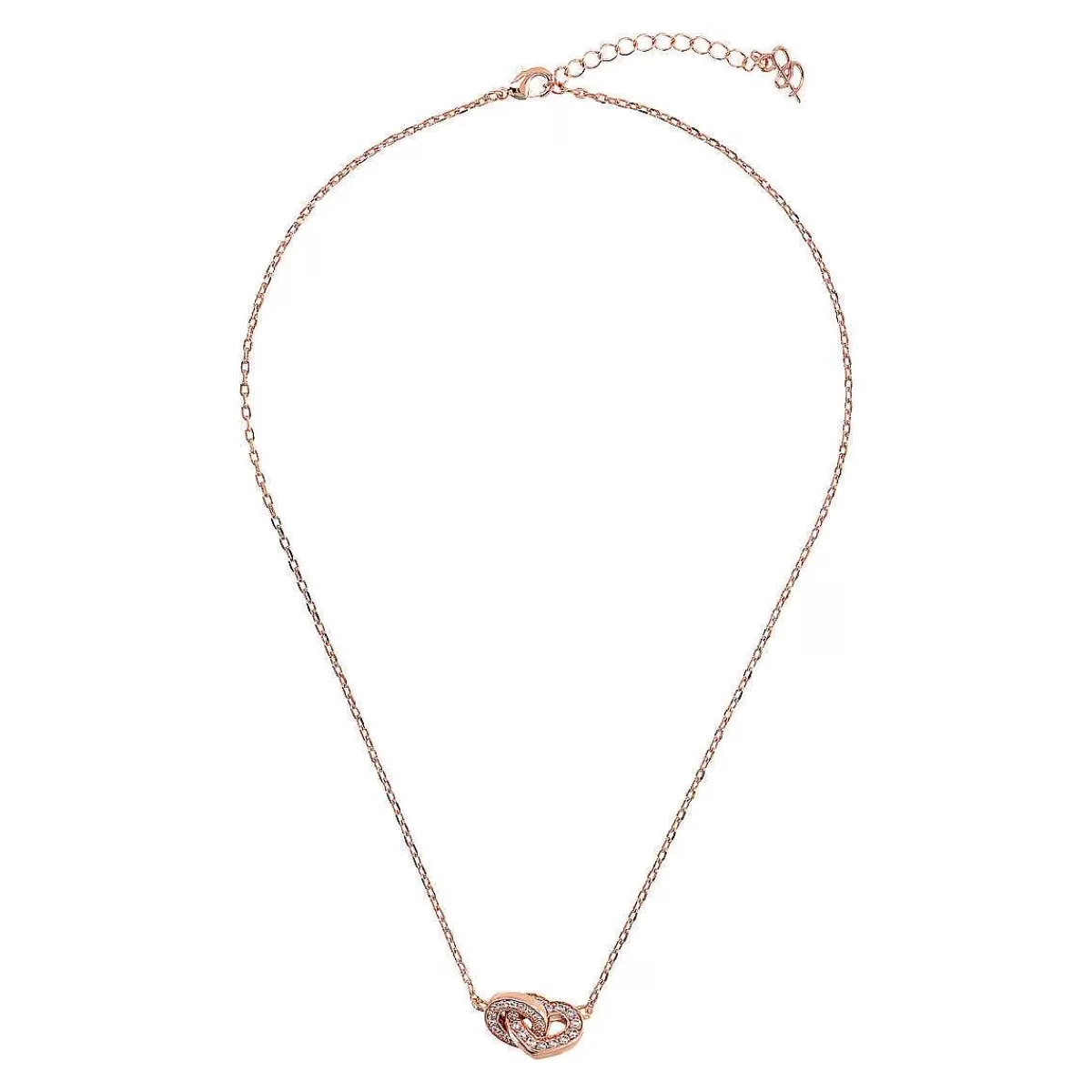 Fashion Collana Catena Forzatina Con Pendente Cuore Doppio Pave E Maglia Ovale Collane