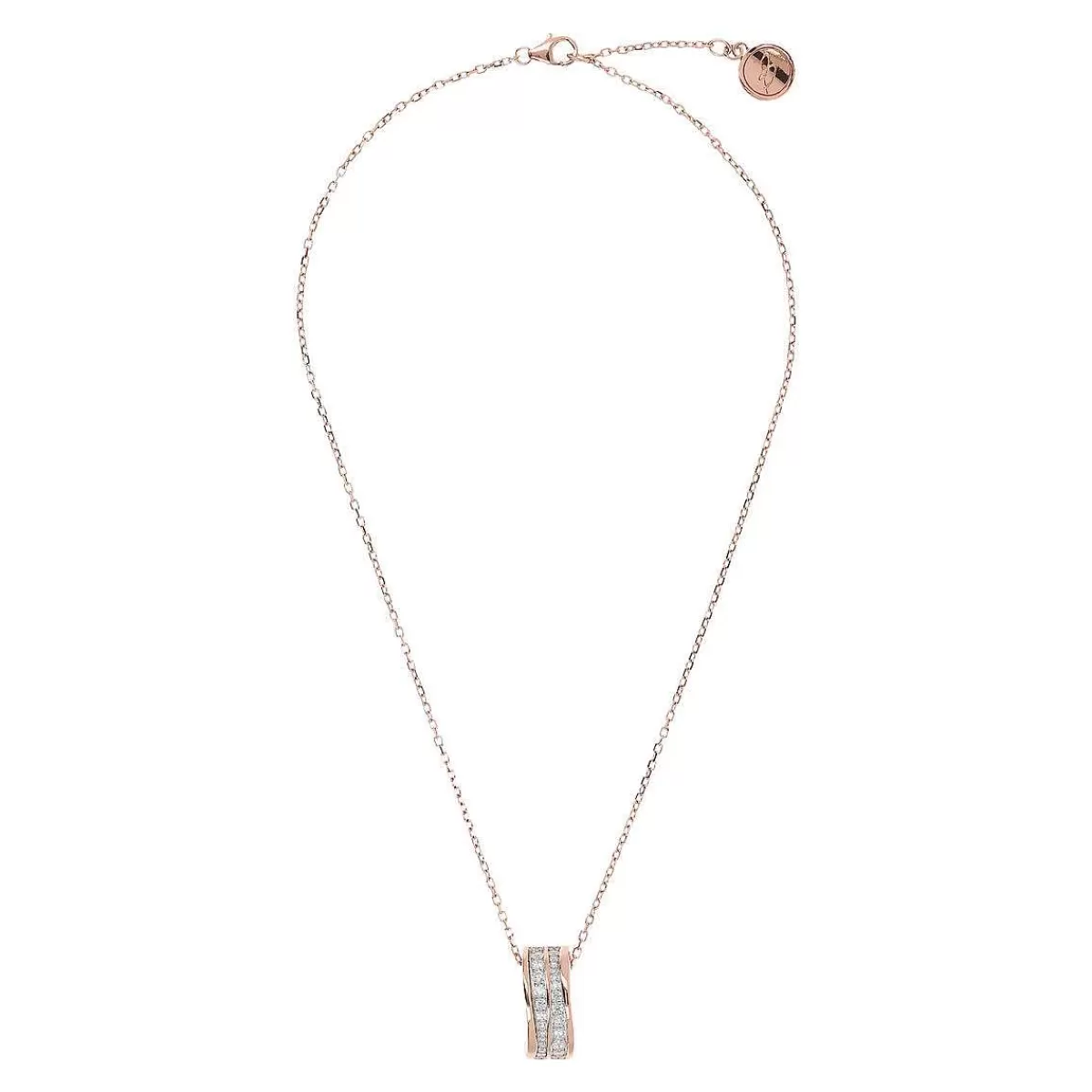 Store Collana Catena Forzatina Con Pendente Doppia Onda Con Cubic Zirconia Collane