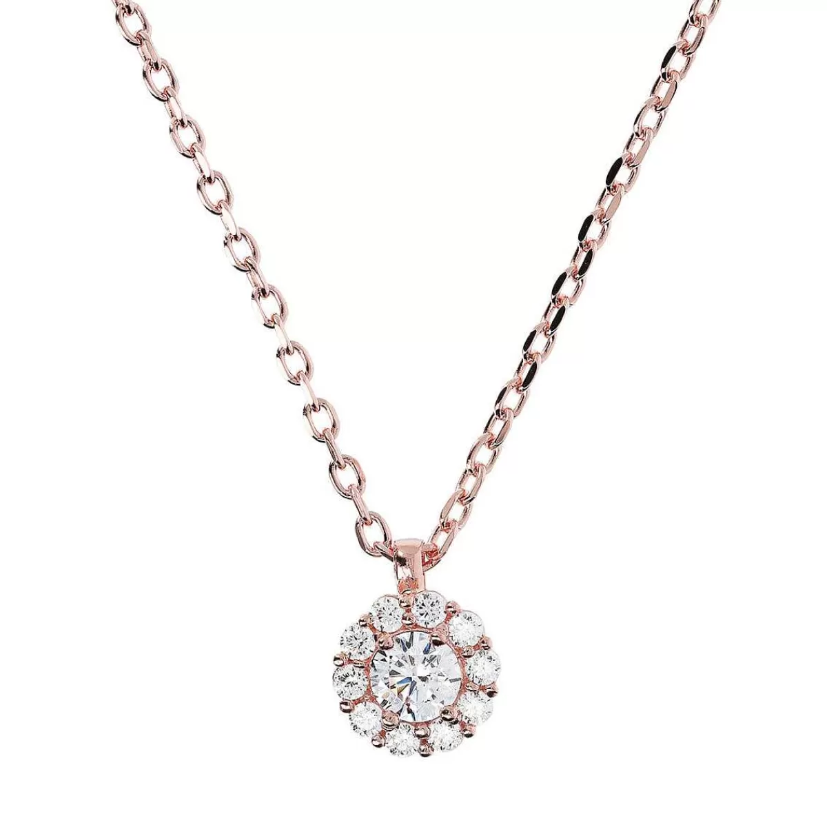Fashion Collana Catena Forzatina Con Pendente Fiore Con Zirconi Cubici Collane