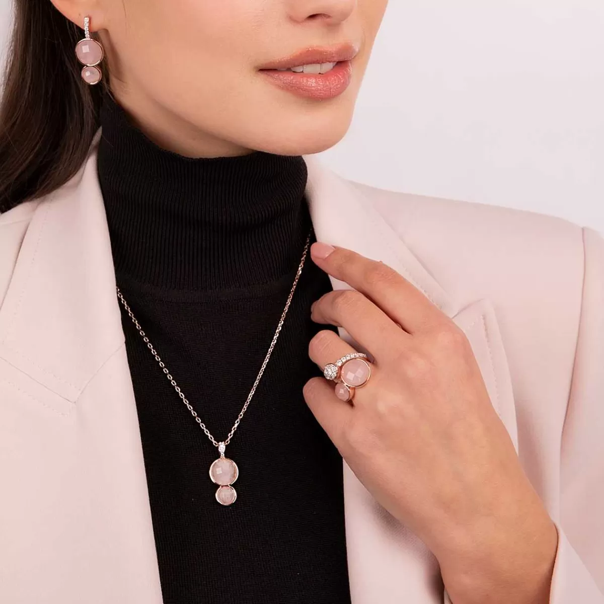 Fashion Collana Catena Forzatina Con Pendente Graduato In Pietre Naturali Tonde E Pave Collane