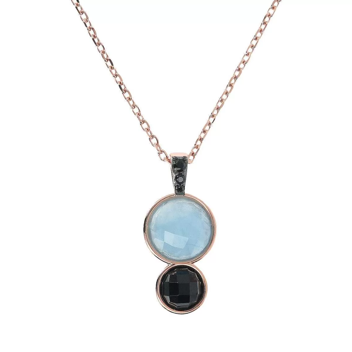Fashion Collana Catena Forzatina Con Pendente Graduato In Pietre Naturali Tonde E Pave Collane