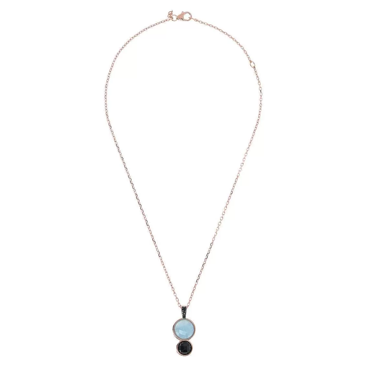 Fashion Collana Catena Forzatina Con Pendente Graduato In Pietre Naturali Tonde E Pave Collane