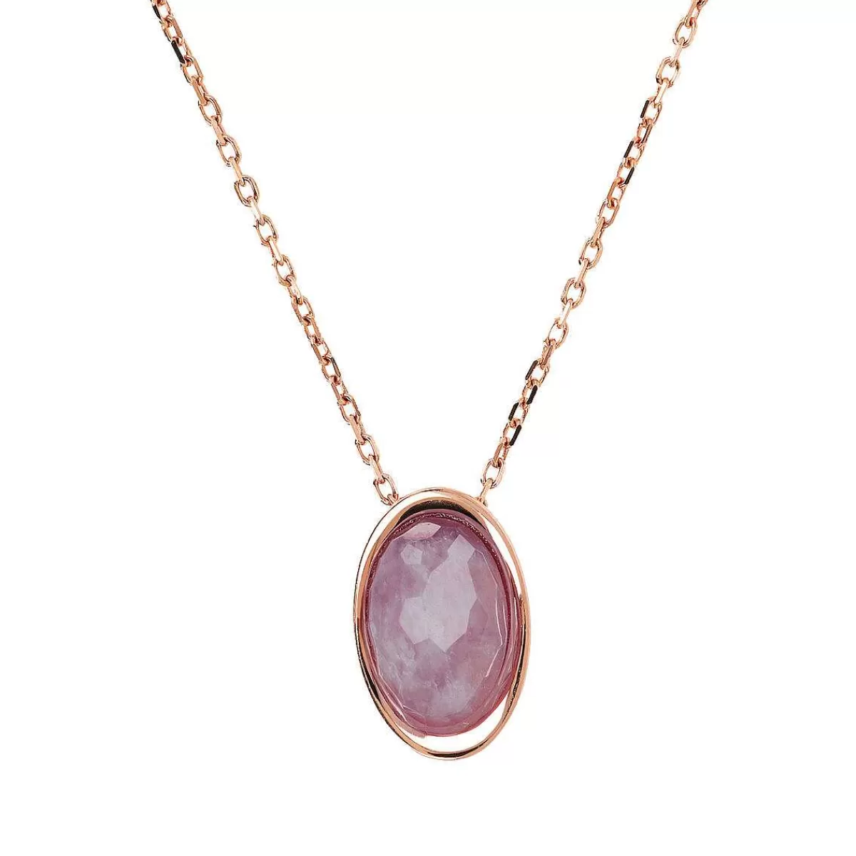 Store Collana Catena Forzatina Con Pendente Ovale In Pietra Naturale Collane