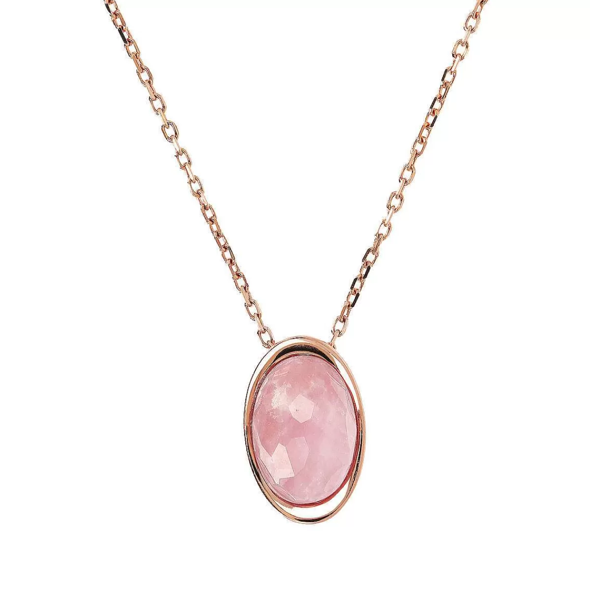 Store Collana Catena Forzatina Con Pendente Ovale In Pietra Naturale Collane
