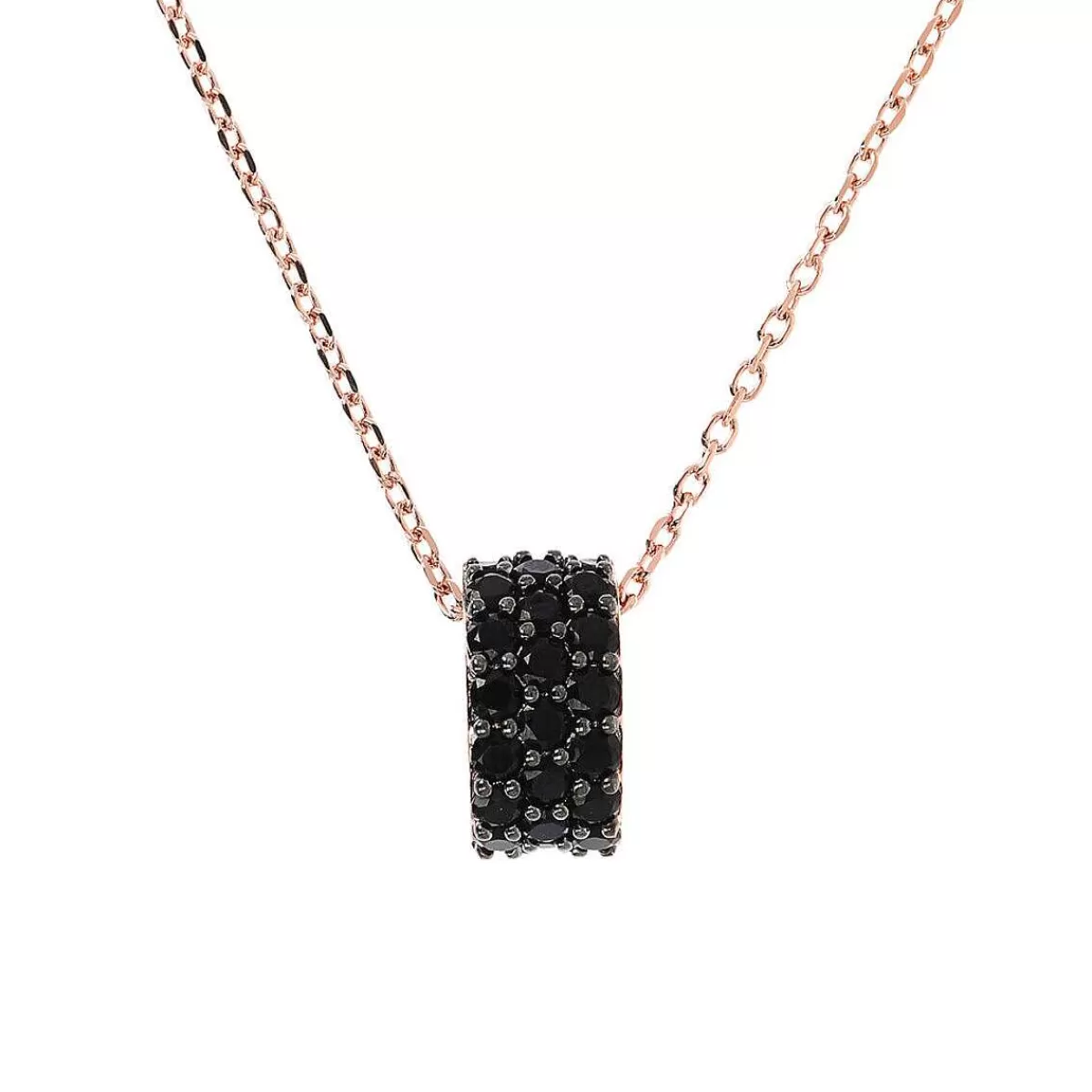Best Sale Collana Catena Forzatina Con Pendente Pave In Spinello Nero O Cubic Zirconia Collane