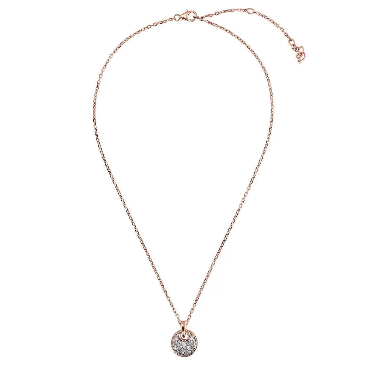 Outlet Collana Catena Forzatina Con Pendente Tondo Pave In Cubic Zirconia Collane