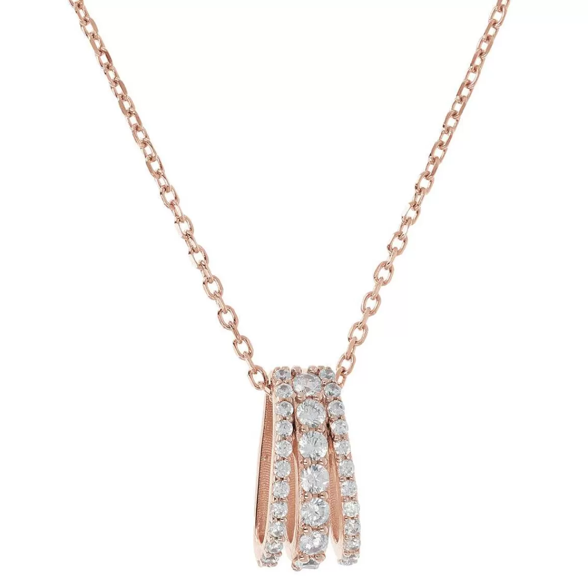 Shop Collana Catena Forzatina Con Pendente Triplo Filo Pave In Cubic Zirconia Collane