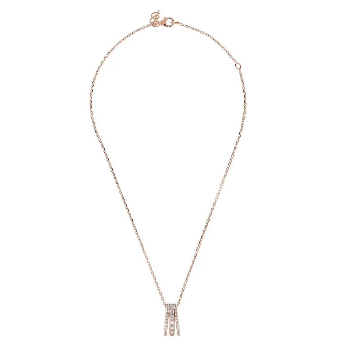 Shop Collana Catena Forzatina Con Pendente Triplo Filo Pave In Cubic Zirconia Collane