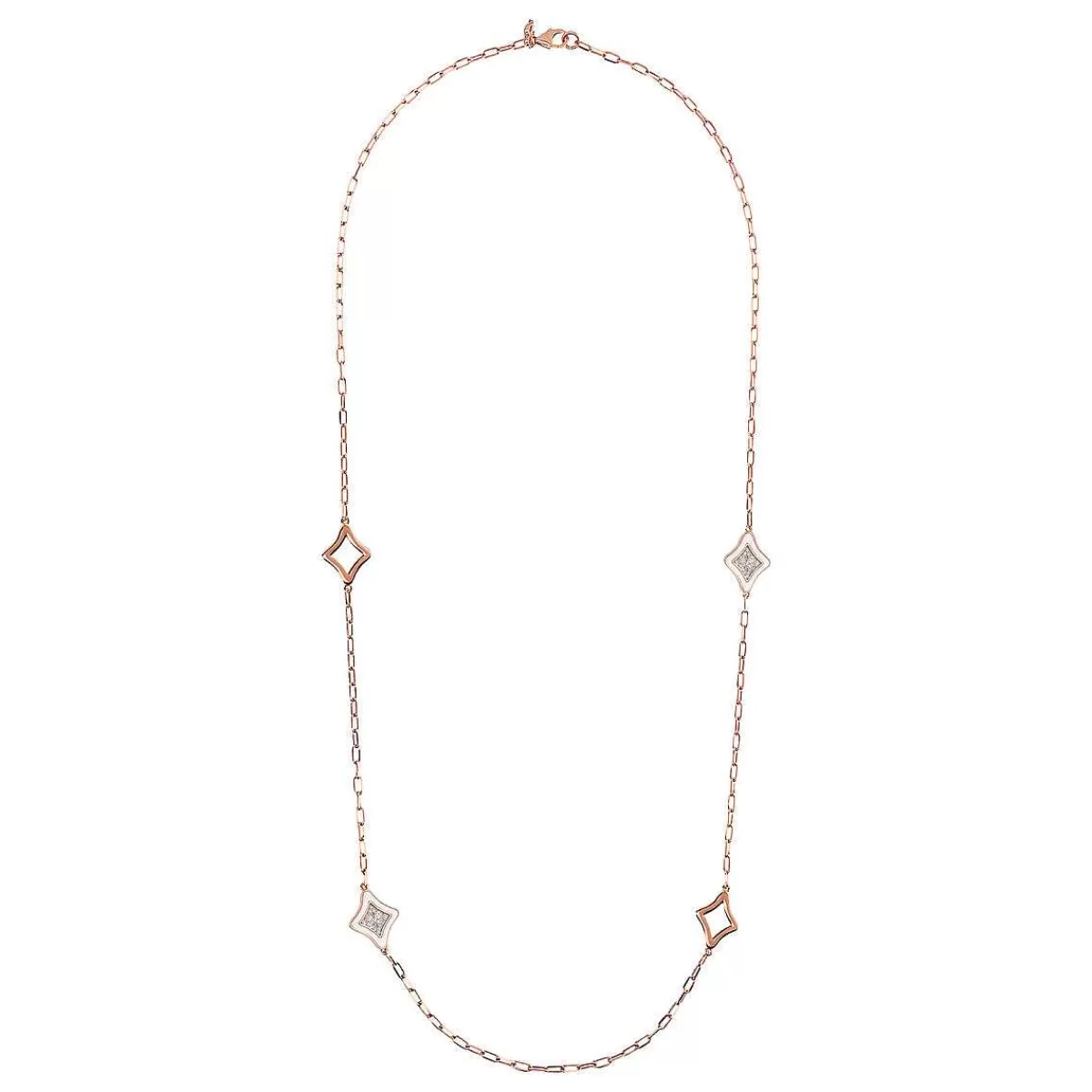 Shop Collana Catena Forzatina Con Stazioni Etoile Smaltate E Pave Di Cubic Zirconia Collane