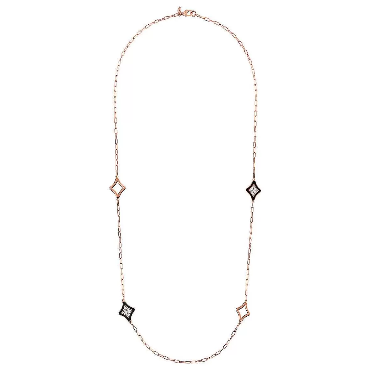 Shop Collana Catena Forzatina Con Stazioni Etoile Smaltate E Pave Di Cubic Zirconia Collane