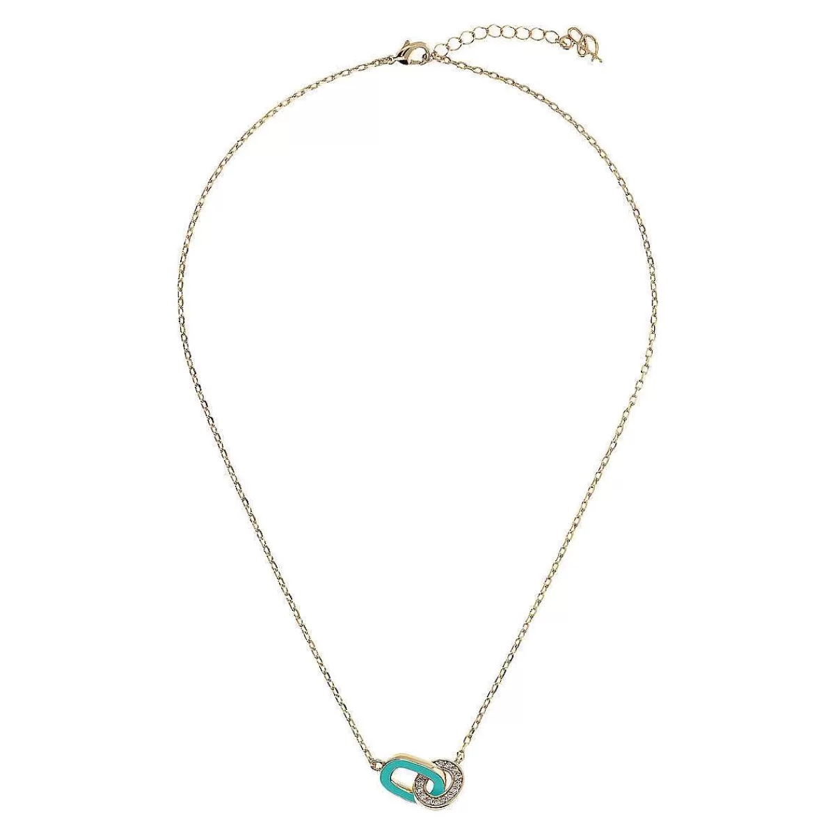Outlet Collana Catena Forzatina Dorata Con Doppia Maglia Smaltata E Pave Di Cubic Zirconia Collane