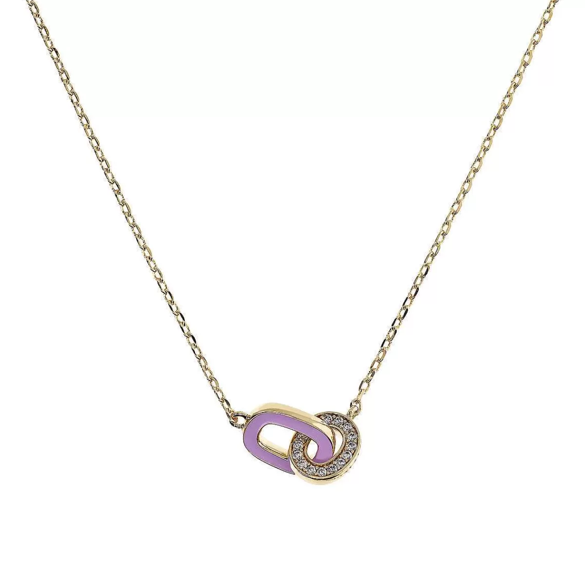 Outlet Collana Catena Forzatina Dorata Con Doppia Maglia Smaltata E Pave Di Cubic Zirconia Collane