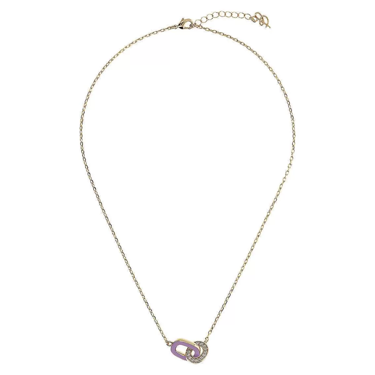Outlet Collana Catena Forzatina Dorata Con Doppia Maglia Smaltata E Pave Di Cubic Zirconia Collane