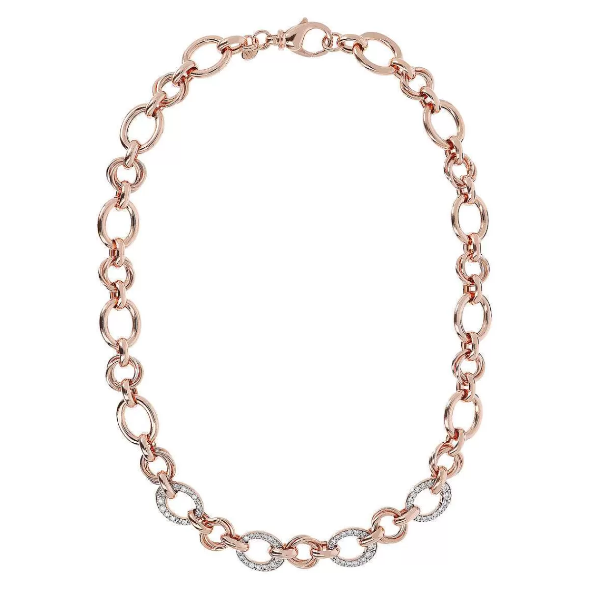 New Collana Catena Rolo Con Elementi Pave In Cubic Zirconia Collane