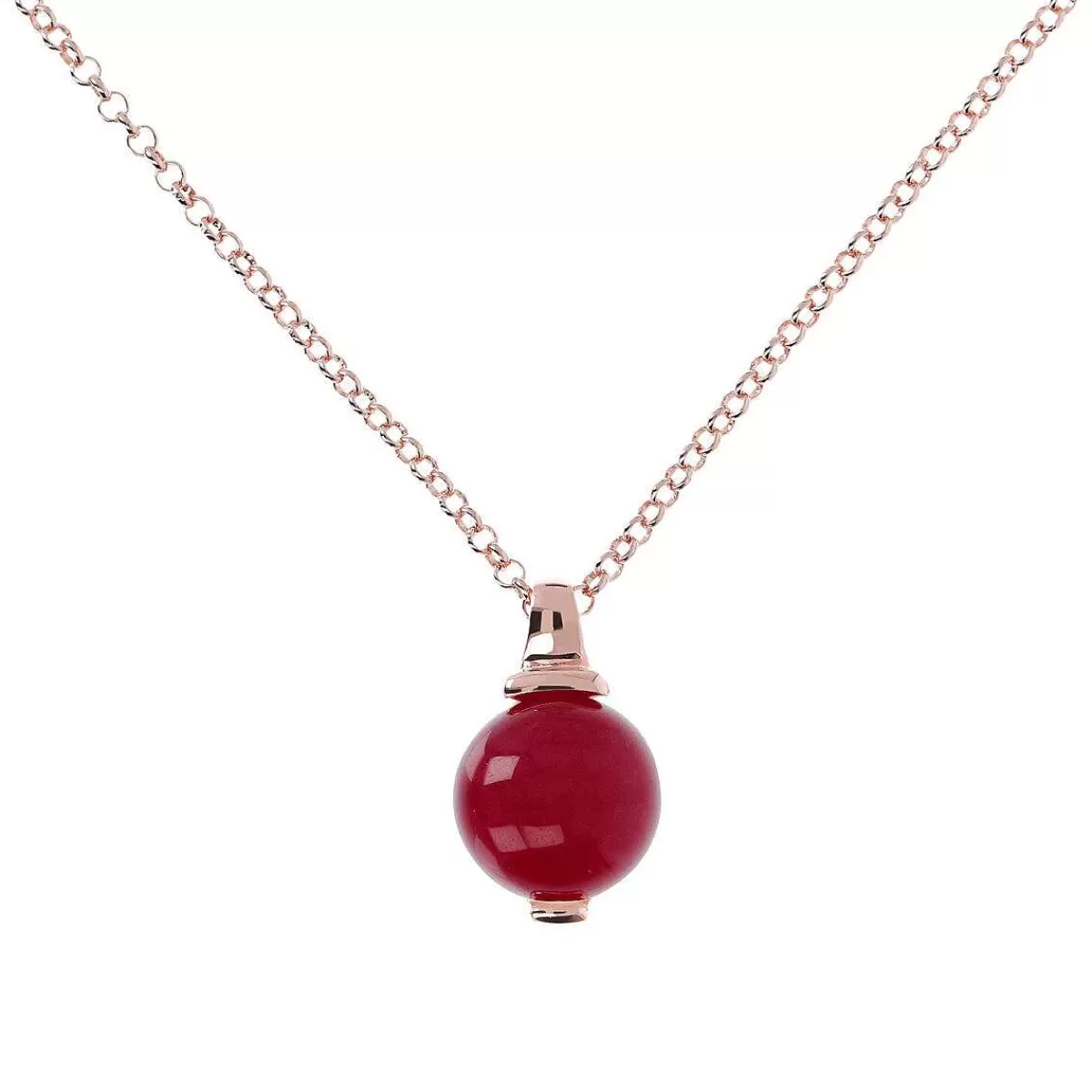 Clearance Collana Catena Rolo Con Pendente Sfera Piccola In Pietra Naturale Collane