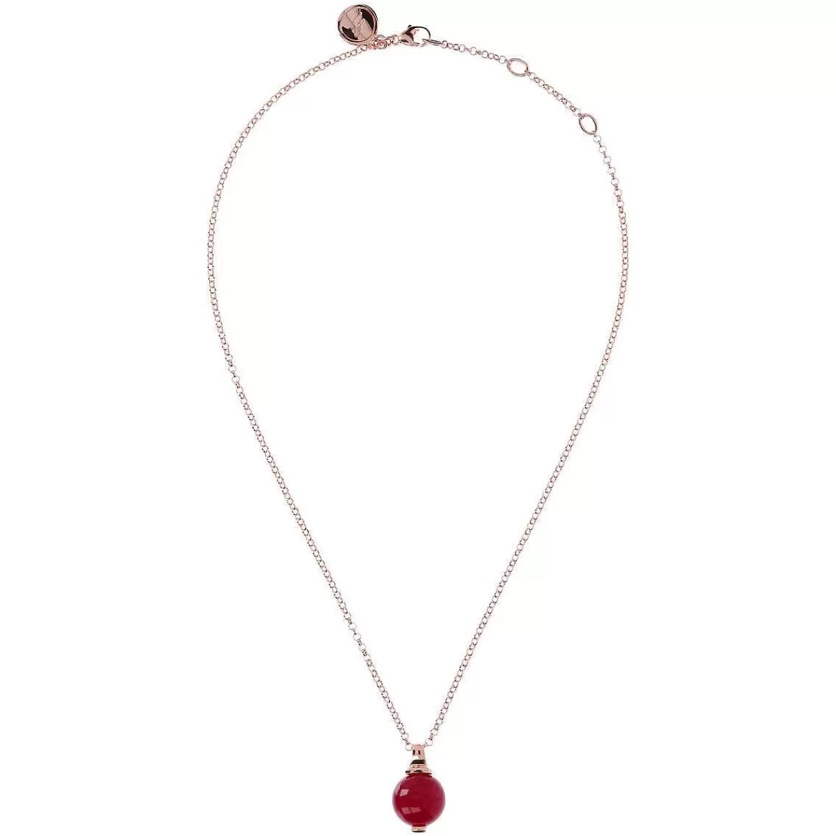 Clearance Collana Catena Rolo Con Pendente Sfera Piccola In Pietra Naturale Collane