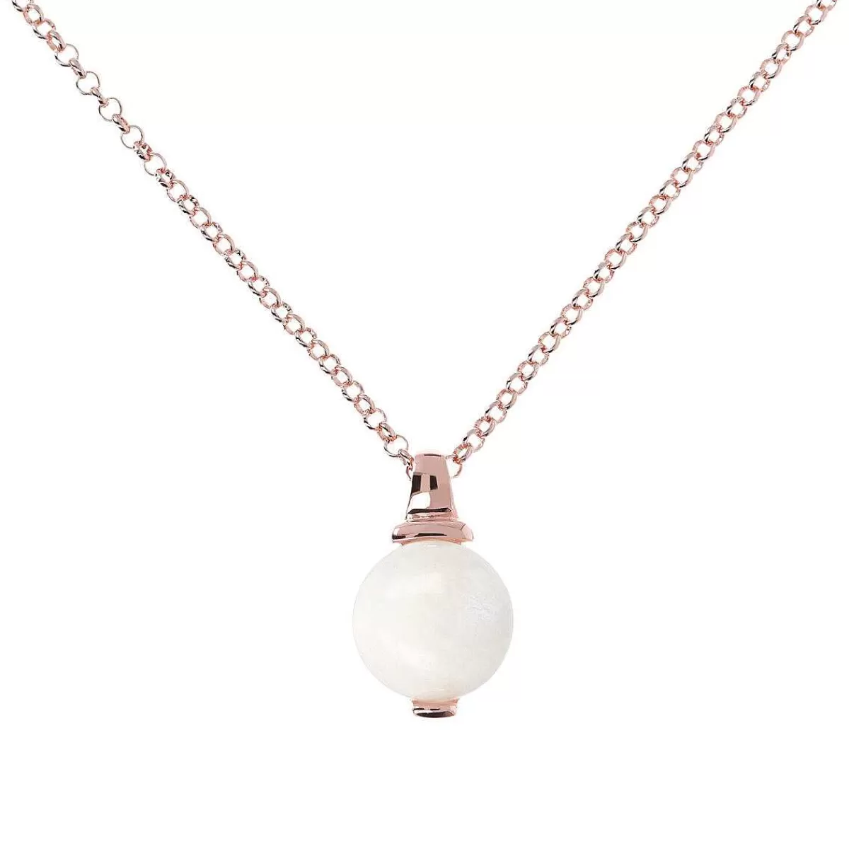 Clearance Collana Catena Rolo Con Pendente Sfera Piccola In Pietra Naturale Collane