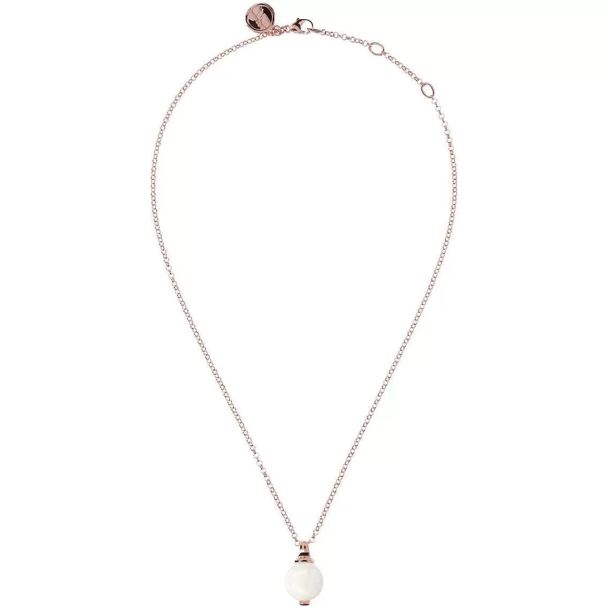 Clearance Collana Catena Rolo Con Pendente Sfera Piccola In Pietra Naturale Collane