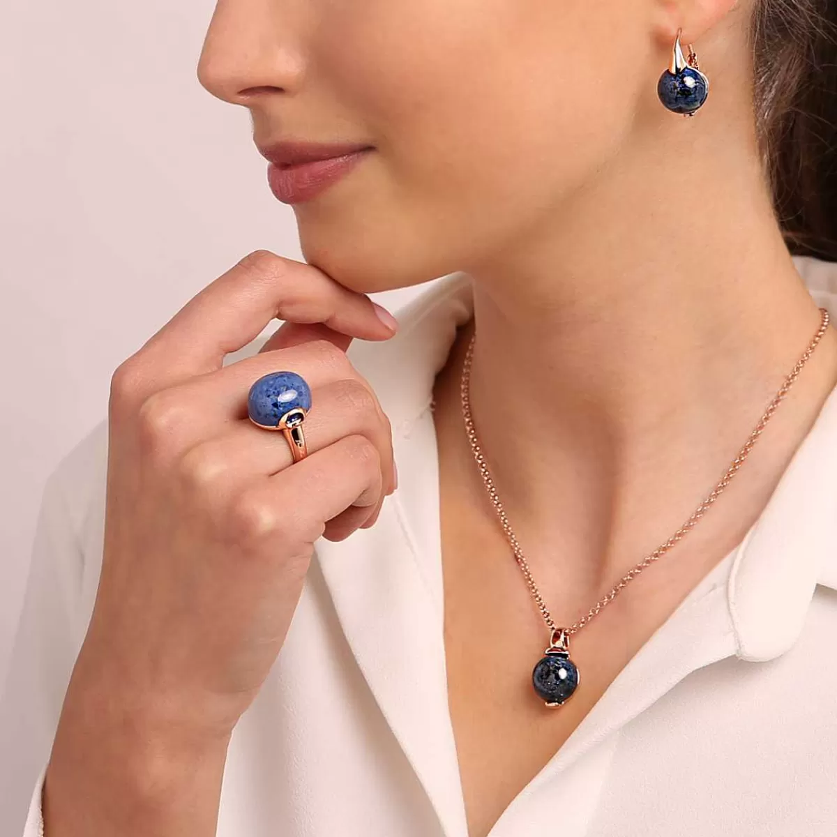 Clearance Collana Catena Rolo Con Pendente Sfera Piccola In Pietra Naturale Collane