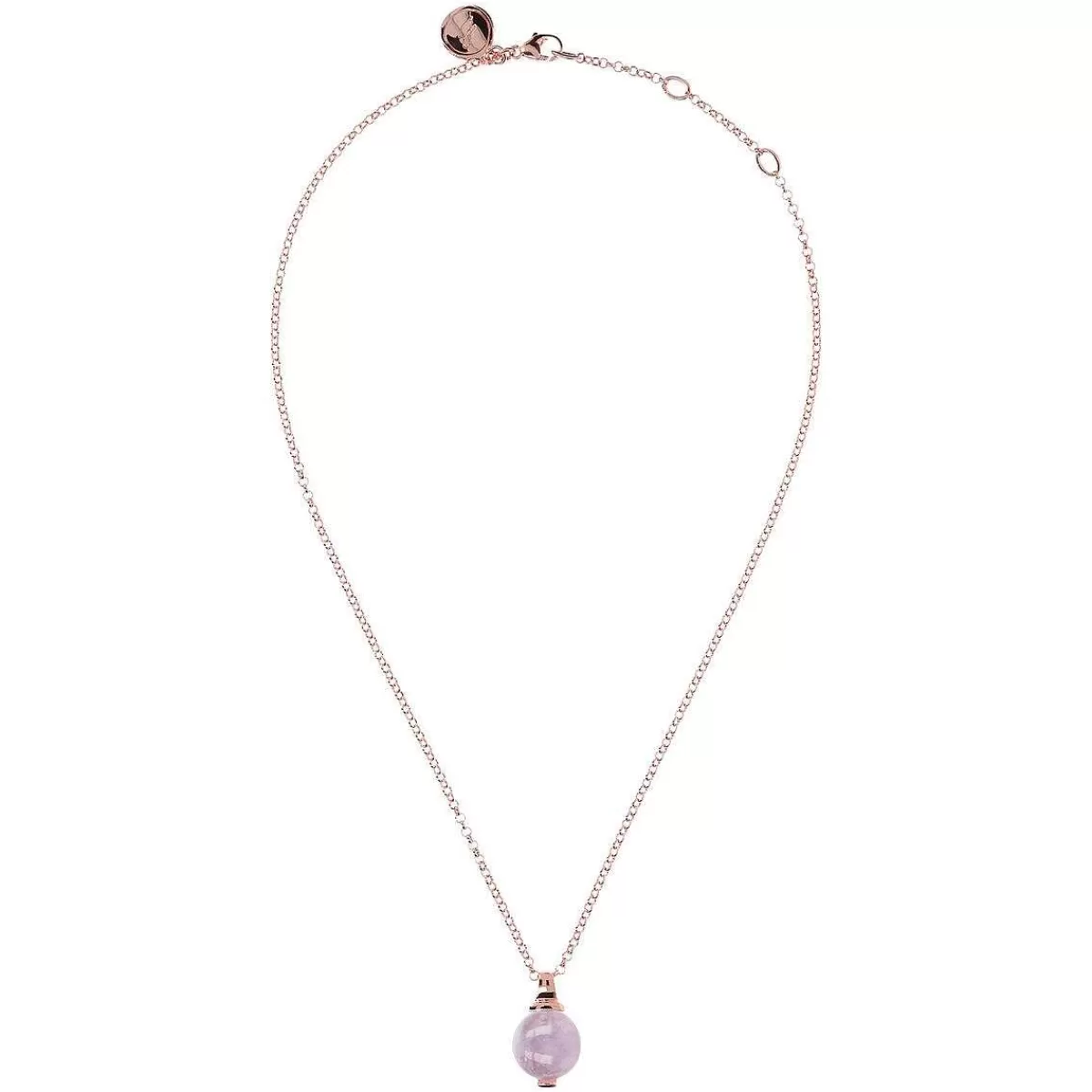Clearance Collana Catena Rolo Con Pendente Sfera Piccola In Pietra Naturale Collane