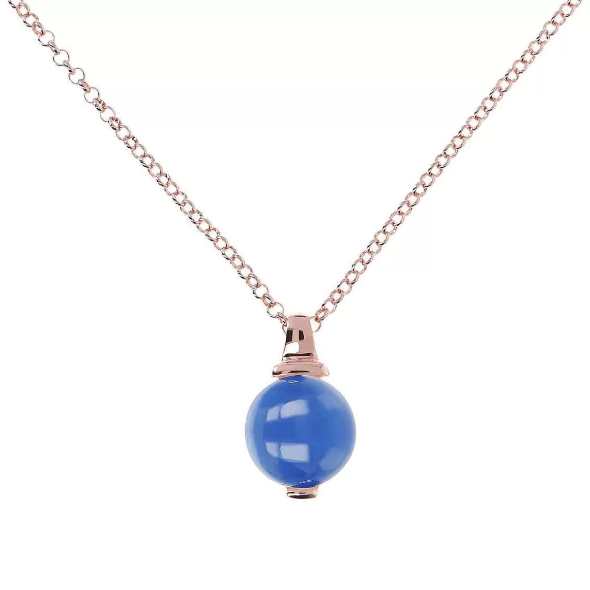 Clearance Collana Catena Rolo Con Pendente Sfera Piccola In Pietra Naturale Collane