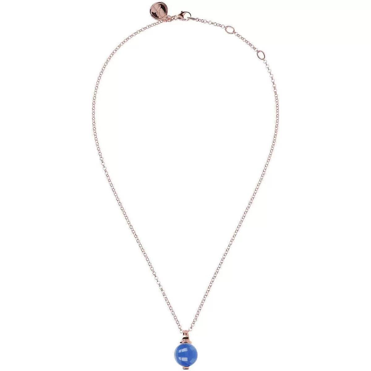 Clearance Collana Catena Rolo Con Pendente Sfera Piccola In Pietra Naturale Collane