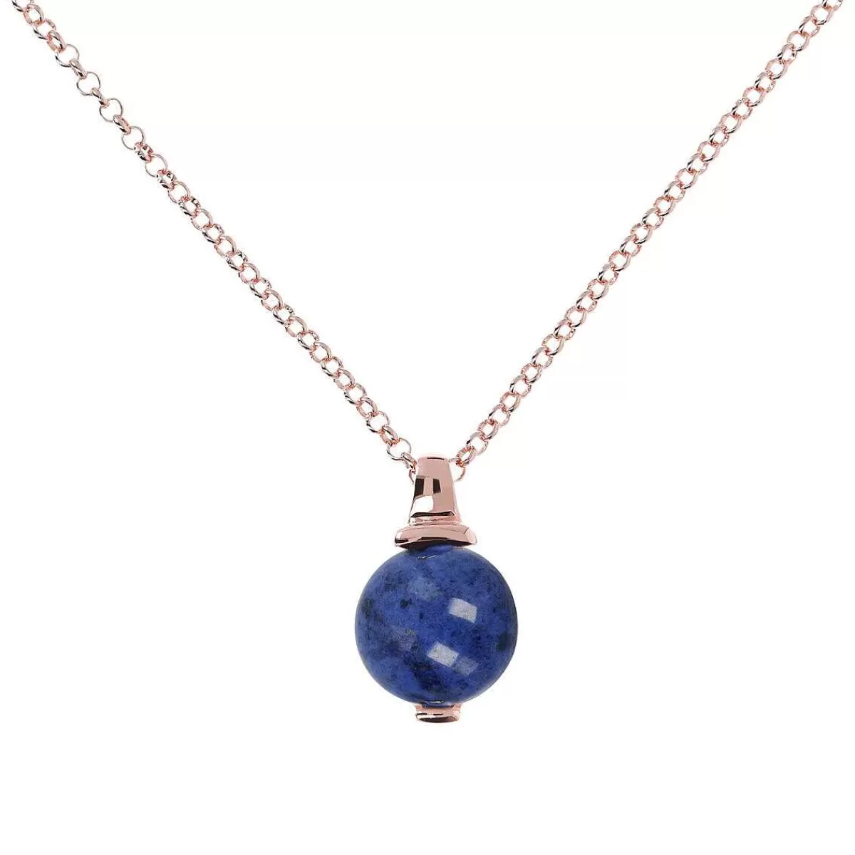 Clearance Collana Catena Rolo Con Pendente Sfera Piccola In Pietra Naturale Collane