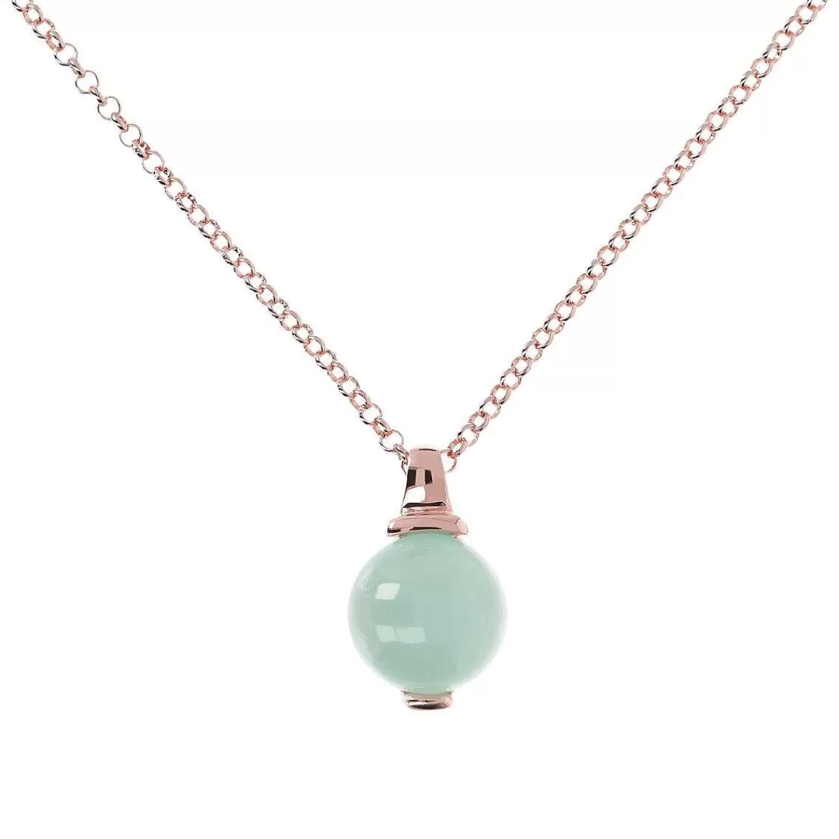 Clearance Collana Catena Rolo Con Pendente Sfera Piccola In Pietra Naturale Collane