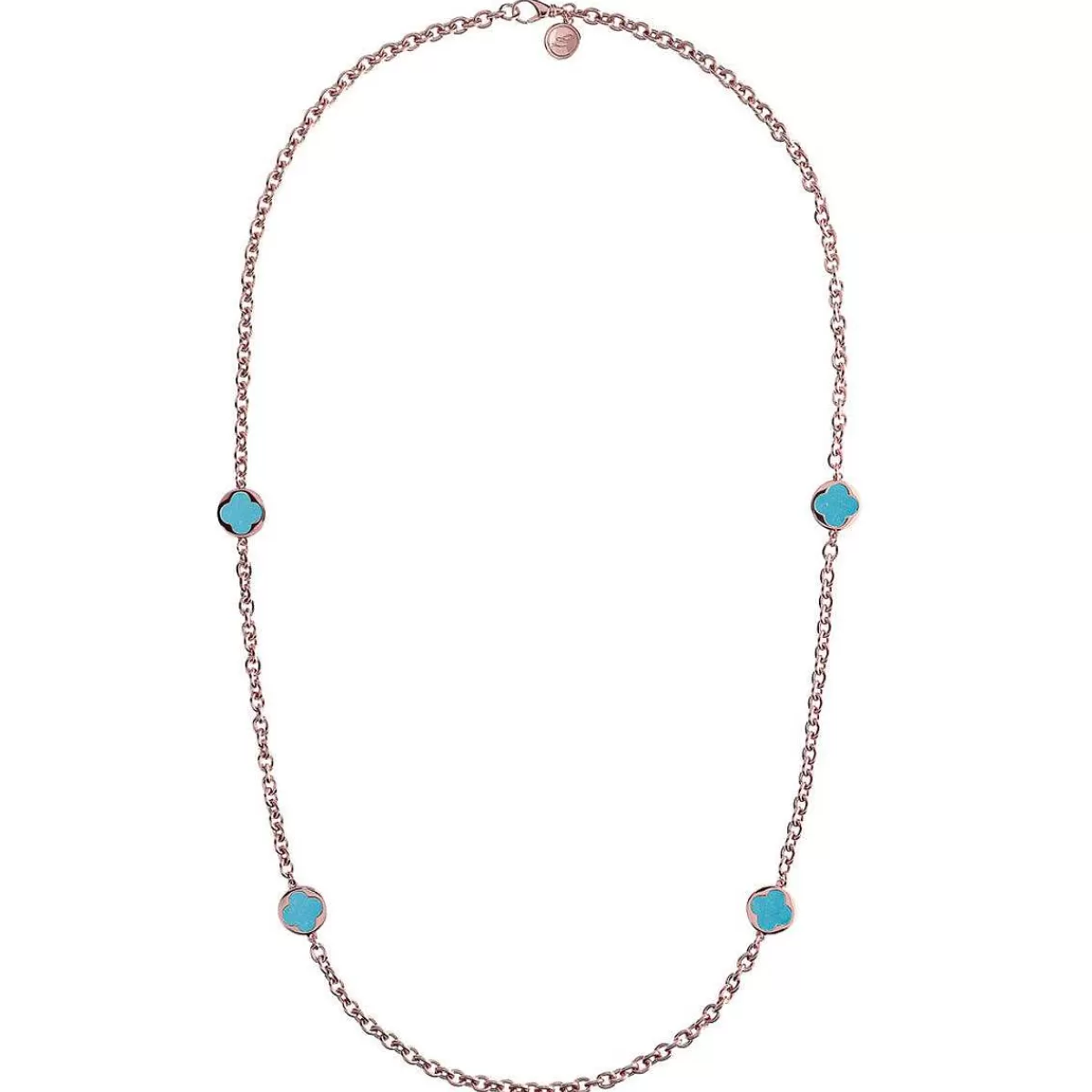 New Collana Catena Rolo Con Stazione Quadrifoglio In Pietra Naturale Collane