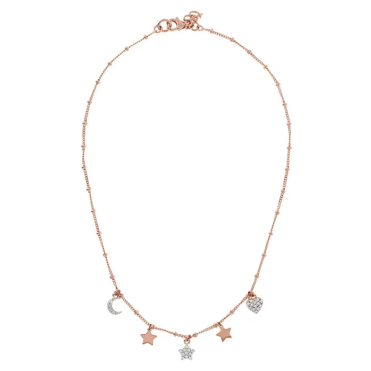 Clearance Collana Con Charms Golden Rose E Pave Di Cubic Zirconia Collane