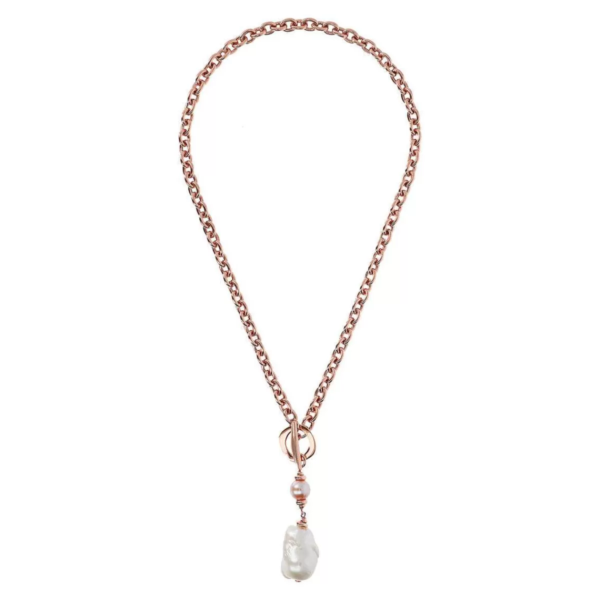 Fashion Collana Con Cravatta Con Perle Coltivate D'Acqua Dolce Collane
