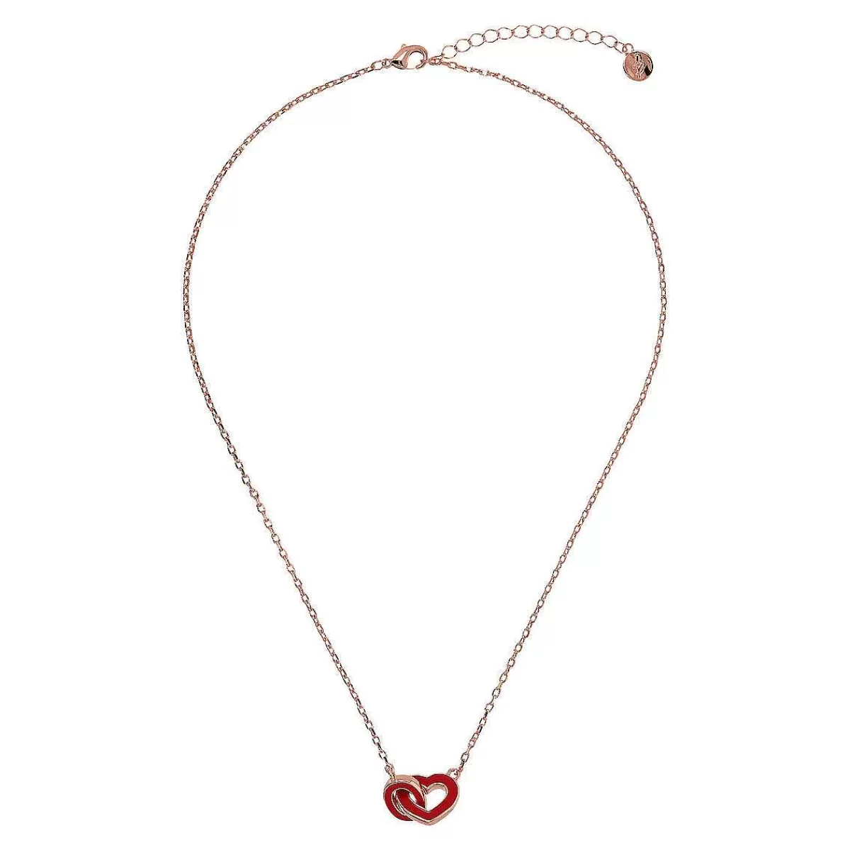 Hot Collana Con Doppio Cuore Smaltato E Pendente A Maglia Ovale Collane