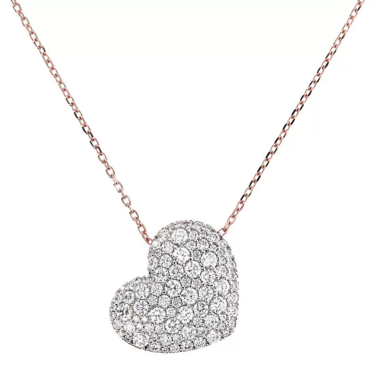 Cheap Collana Con Pendente A Cuore In Pave Di Zirconi Cubici Collane